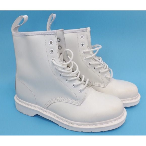 Dr Martens 1460 Pascal MONO All White Leather Boots Size Men-10 Women-11